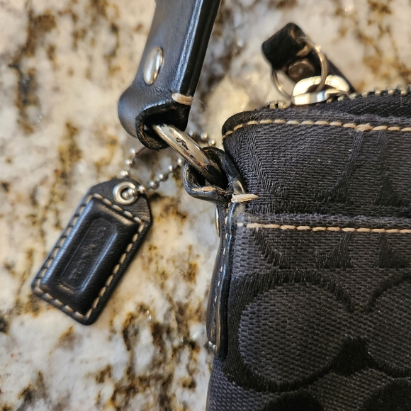 Coach Purse Crossbody bag, Black Canvas, Leather, signature C monogram, EUC - Picture 4 of 11